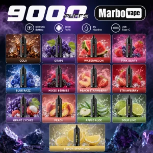 一次性電子煙 MARBO BAR 9000口｜14ml大容量｜600mAh可充電｜口味清單